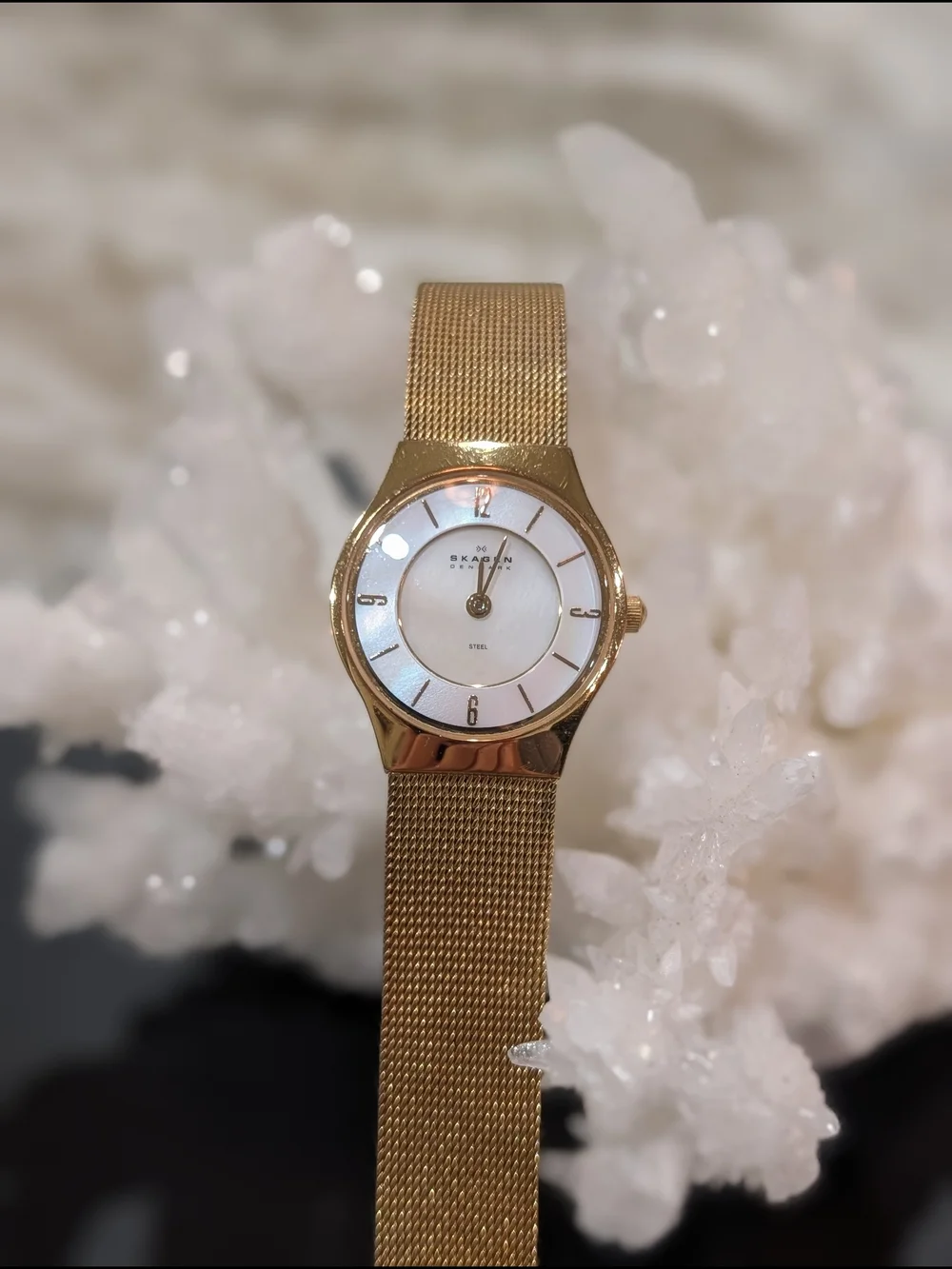Skagen Gold Watch with Mother Of Pearl